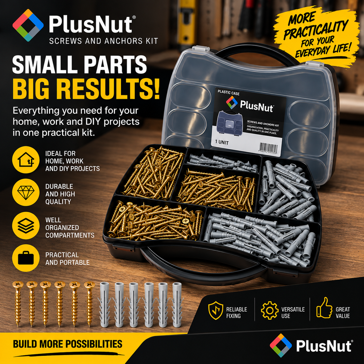 Professional 500pcs Screw & Wall Plug Kit
